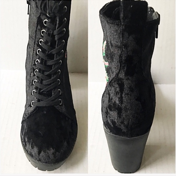 RESTOCKED Cutest Crushed Velvet Floral Bootie sold - Picture 3 of 5